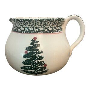 Furio Home Italian Christmas Tree Pitcher 64 Oz Green & White Ceramic
